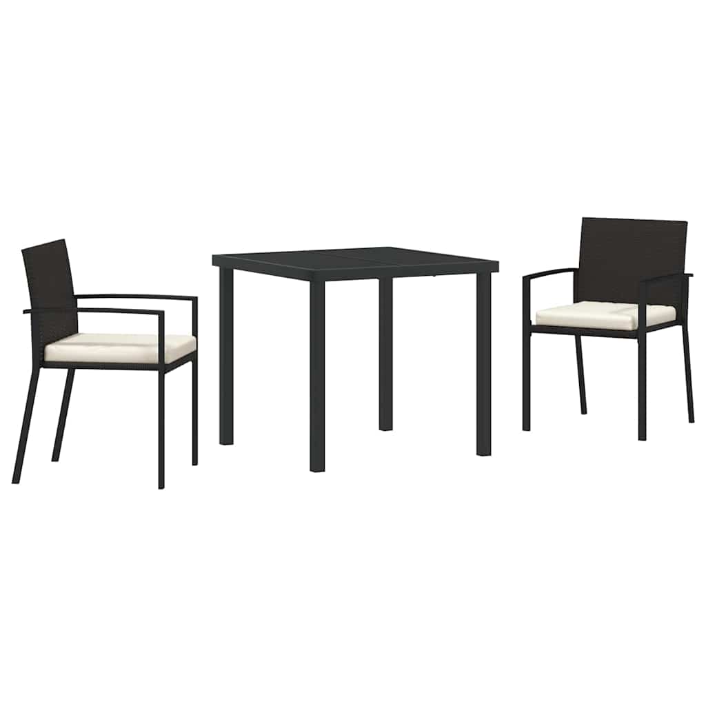 Have Spisebordssæt 3 pcs Sort Pulverlakeret stål
