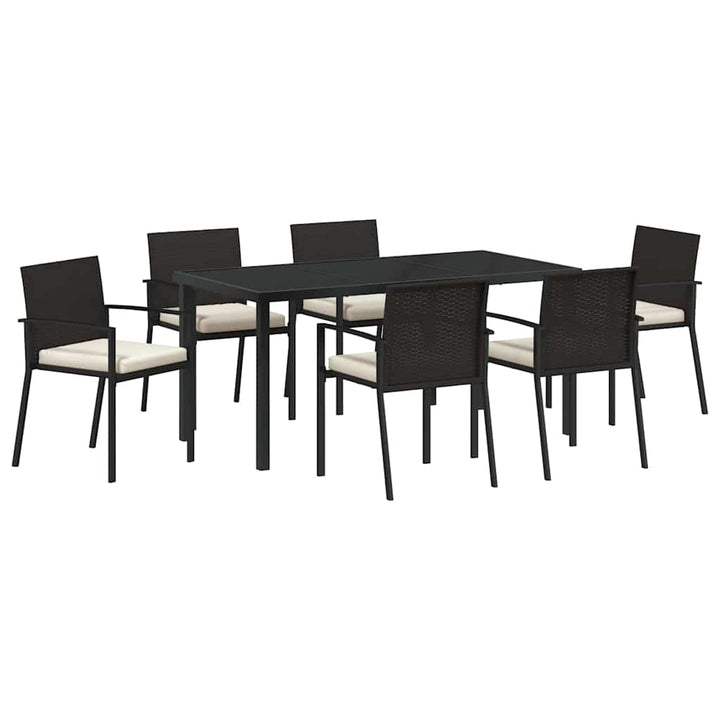 Have Spisebordssæt 7 pcs Sort Pulverlakeret stål