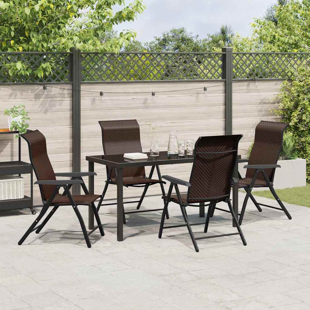 Have Spisebordssæt 5 pcs Brun Pulverlakeret stål