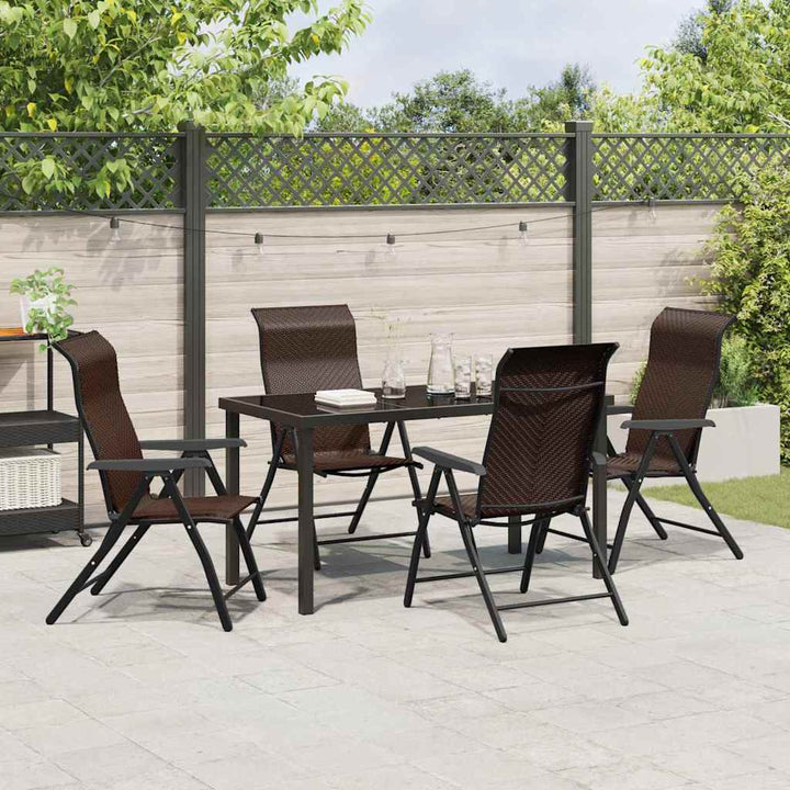 Have Spisebordssæt 5 pcs Brun Pulverlakeret stål