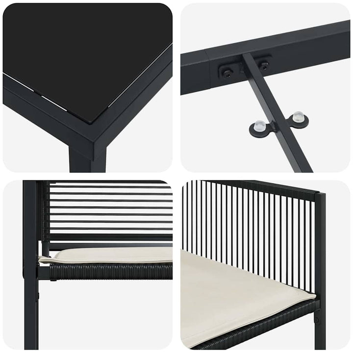 Have Spisebordssæt 5 stk. Sort polyrattan
