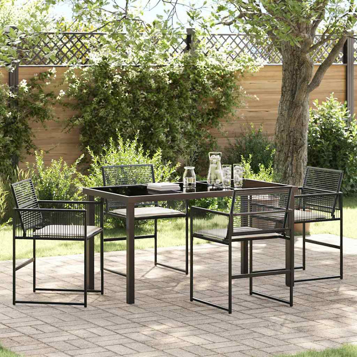Have Spisebordssæt 5 stk. Sort polyrattan