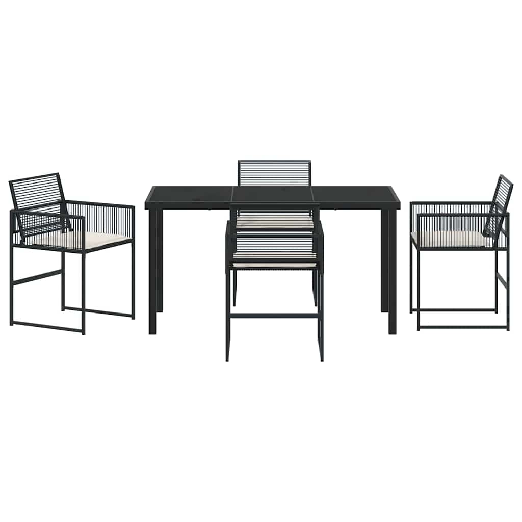 Have Spisebordssæt 5 stk. Sort polyrattan