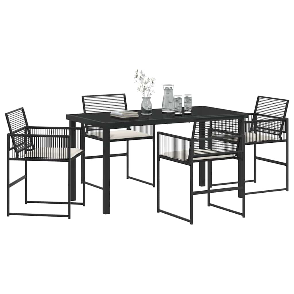 Have Spisebordssæt 5 stk. Sort polyrattan