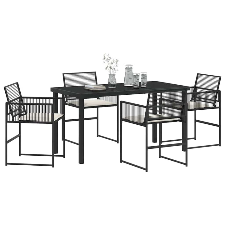 Have Spisebordssæt 5 stk. Sort polyrattan