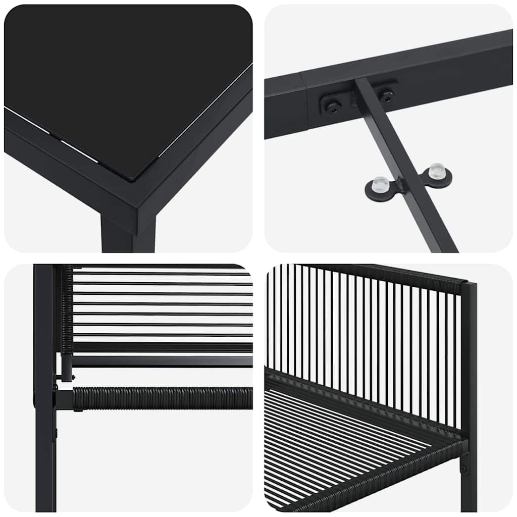 Have Spisebordssæt 5 stk. Sort polyrattan
