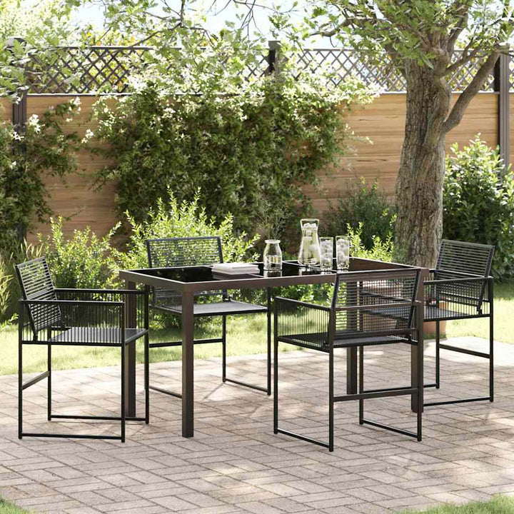 Have Spisebordssæt 5 stk. Sort polyrattan