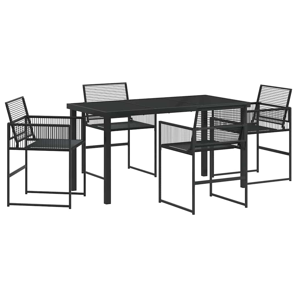 Have Spisebordssæt 5 stk. Sort polyrattan