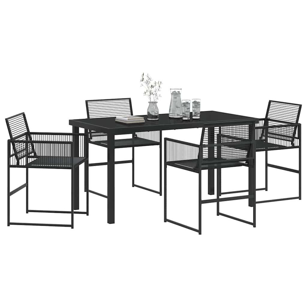 Have Spisebordssæt 5 stk. Sort polyrattan