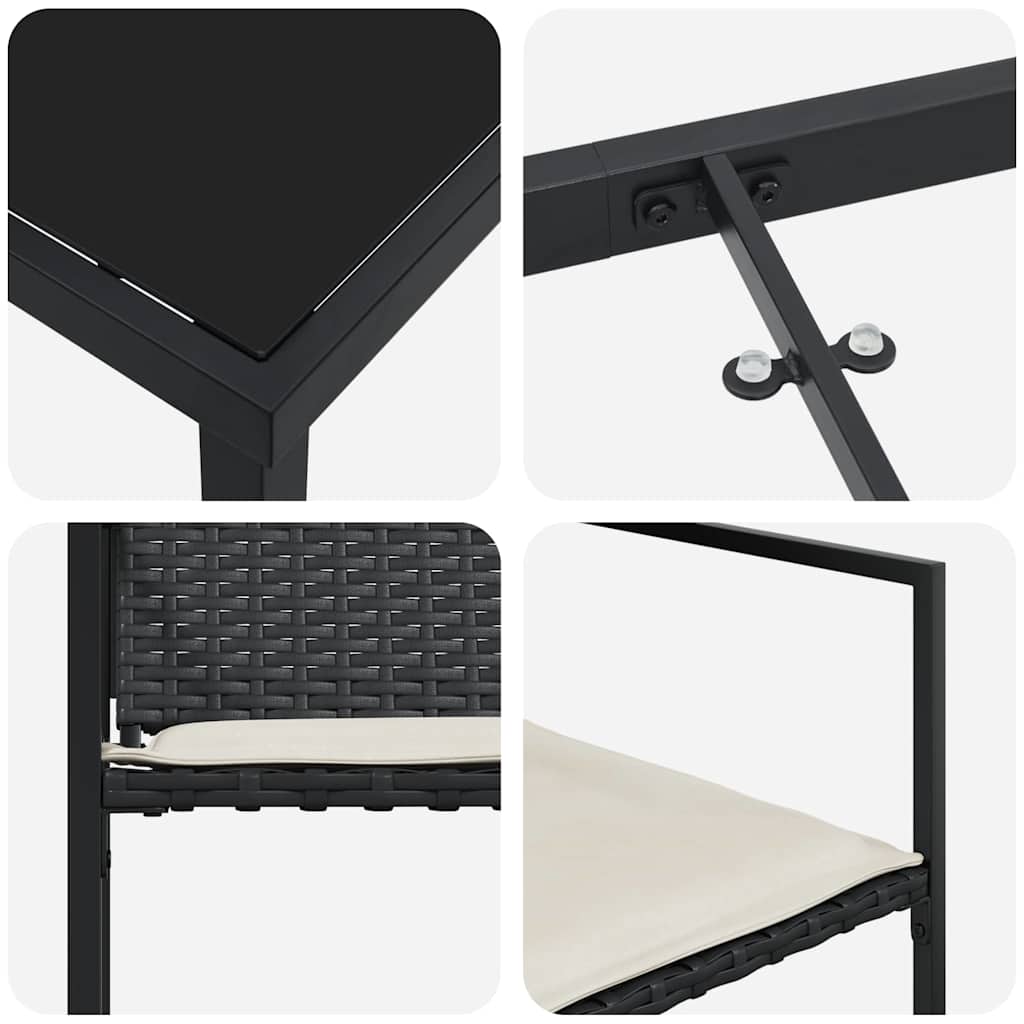 Have Spisebordssæt 5 stk. Sort og Cream polyrattan