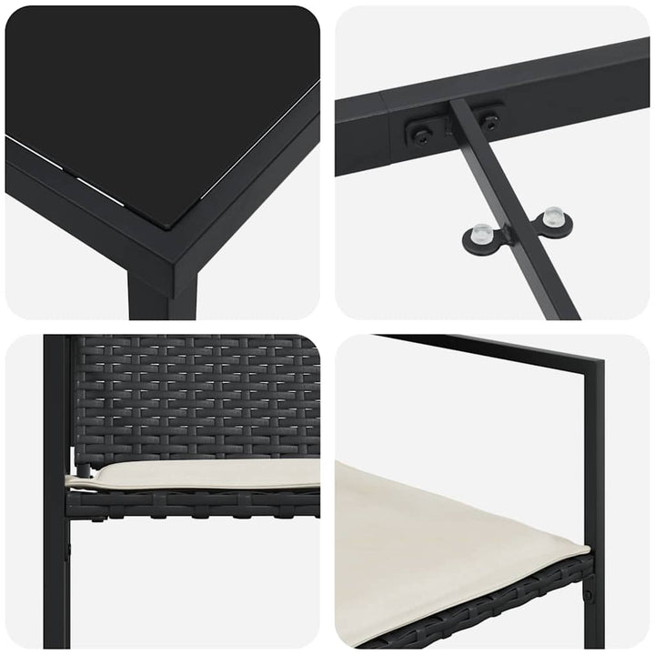 Have Spisebordssæt 5 stk. Sort og Cream polyrattan