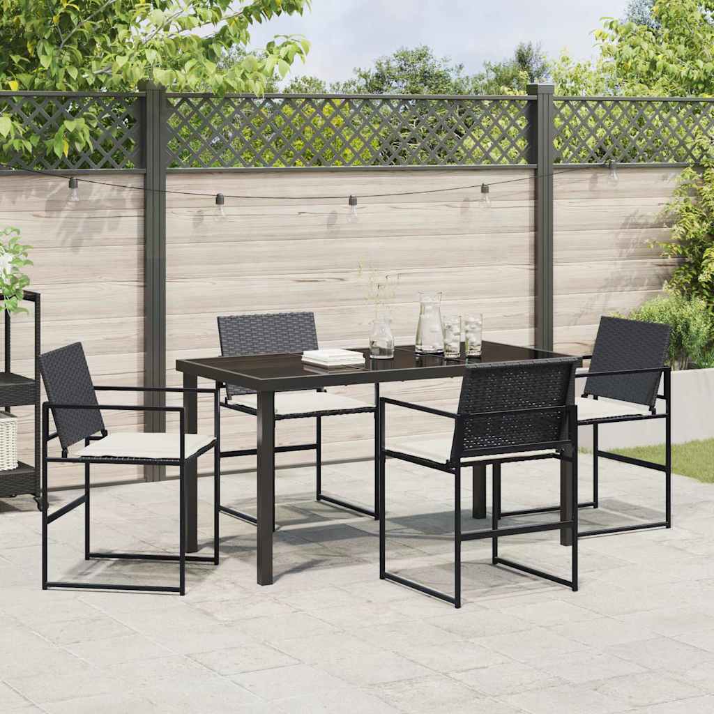 Have Spisebordssæt 5 stk. Sort og Cream polyrattan