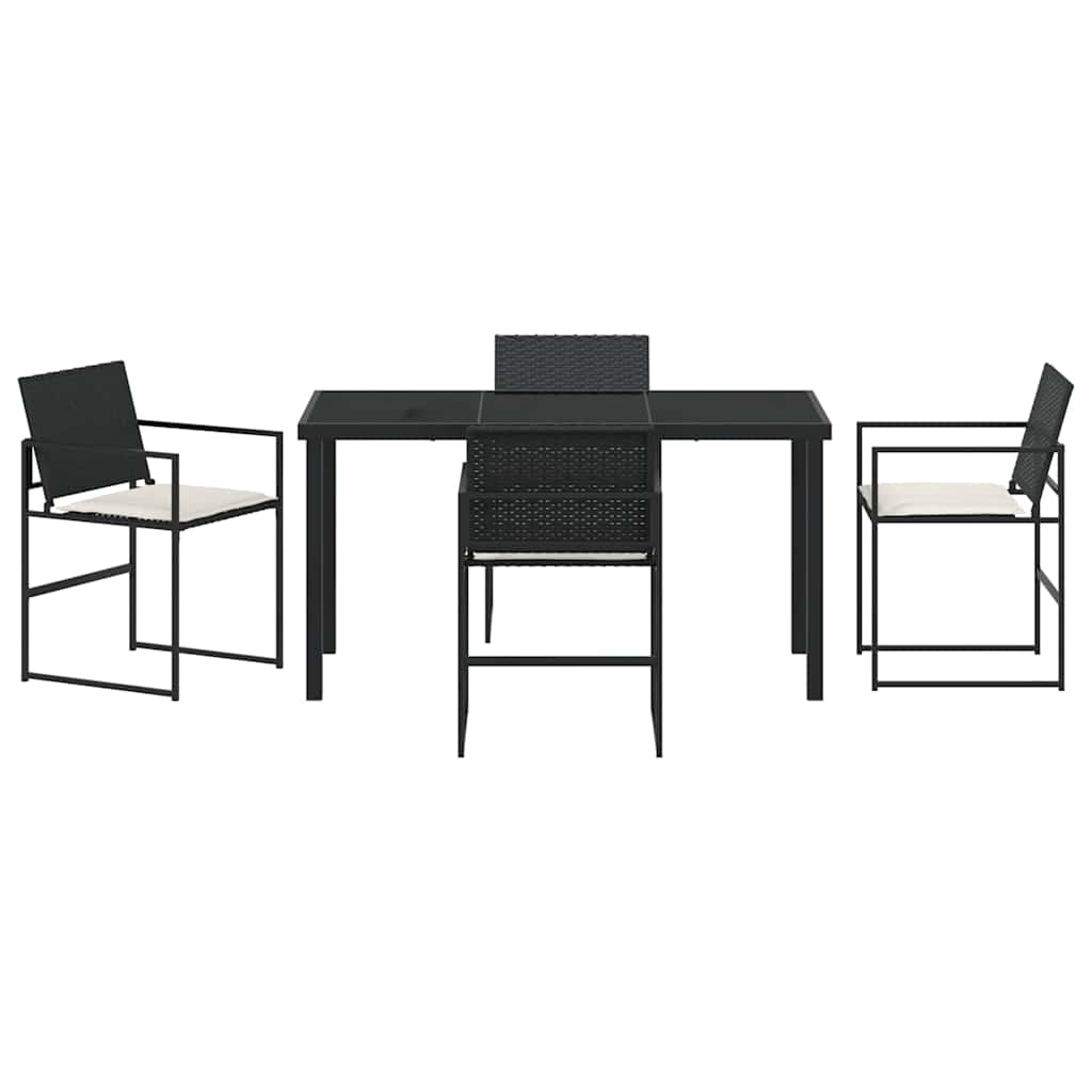Have Spisebordssæt 5 stk. Sort og Cream polyrattan