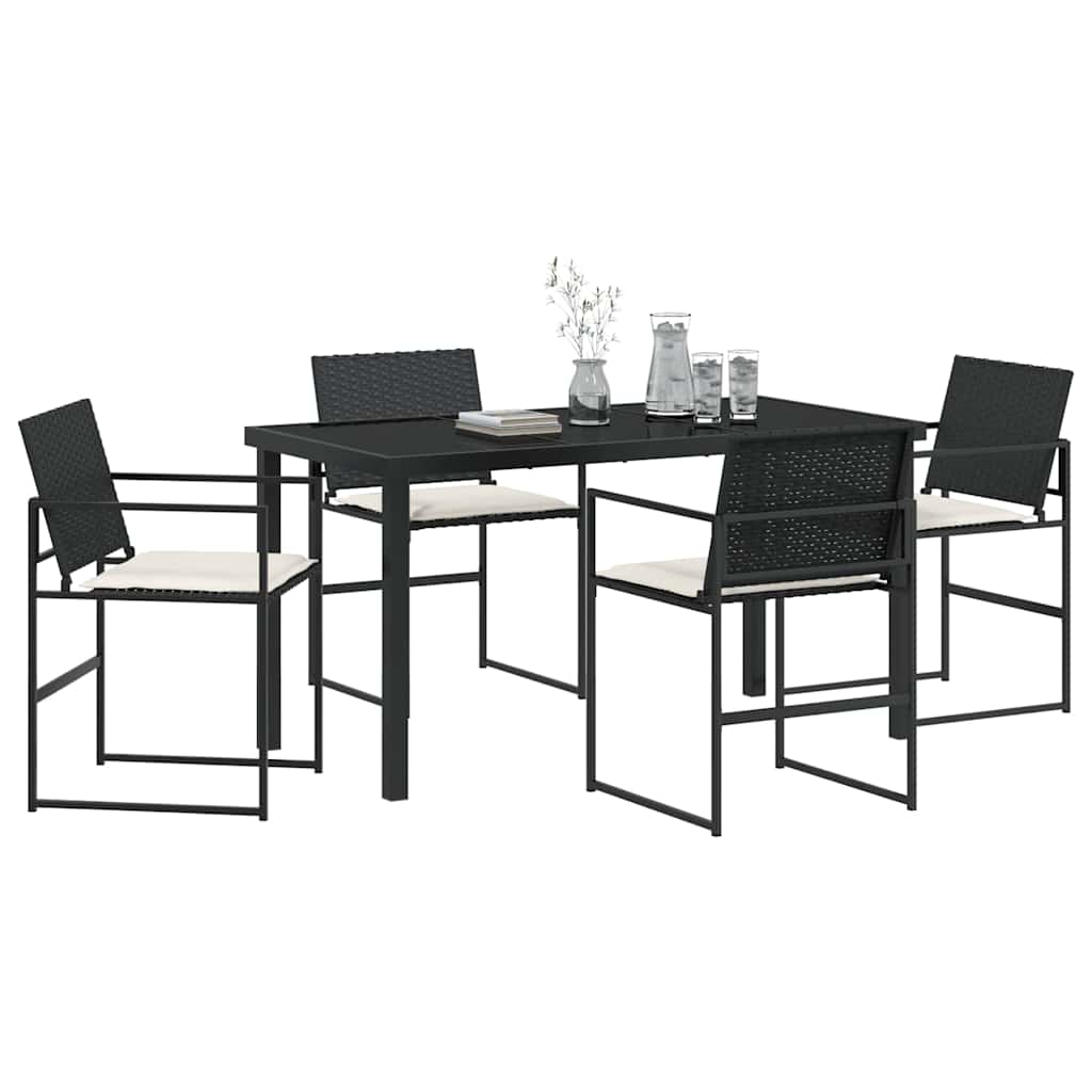 Have Spisebordssæt 5 stk. Sort og Cream polyrattan