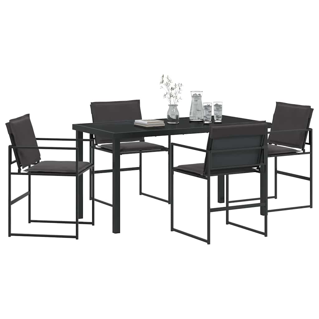 Have Spisebordssæt 5 stk. Sort Textilene og stål
