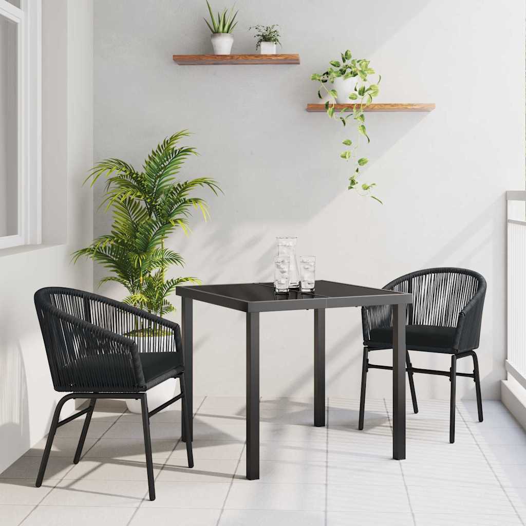 Have Spisebordssæt 3 pcs Sort Pulverlakeret stål