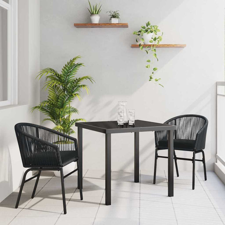 Have Spisebordssæt 3 pcs Sort Pulverlakeret stål