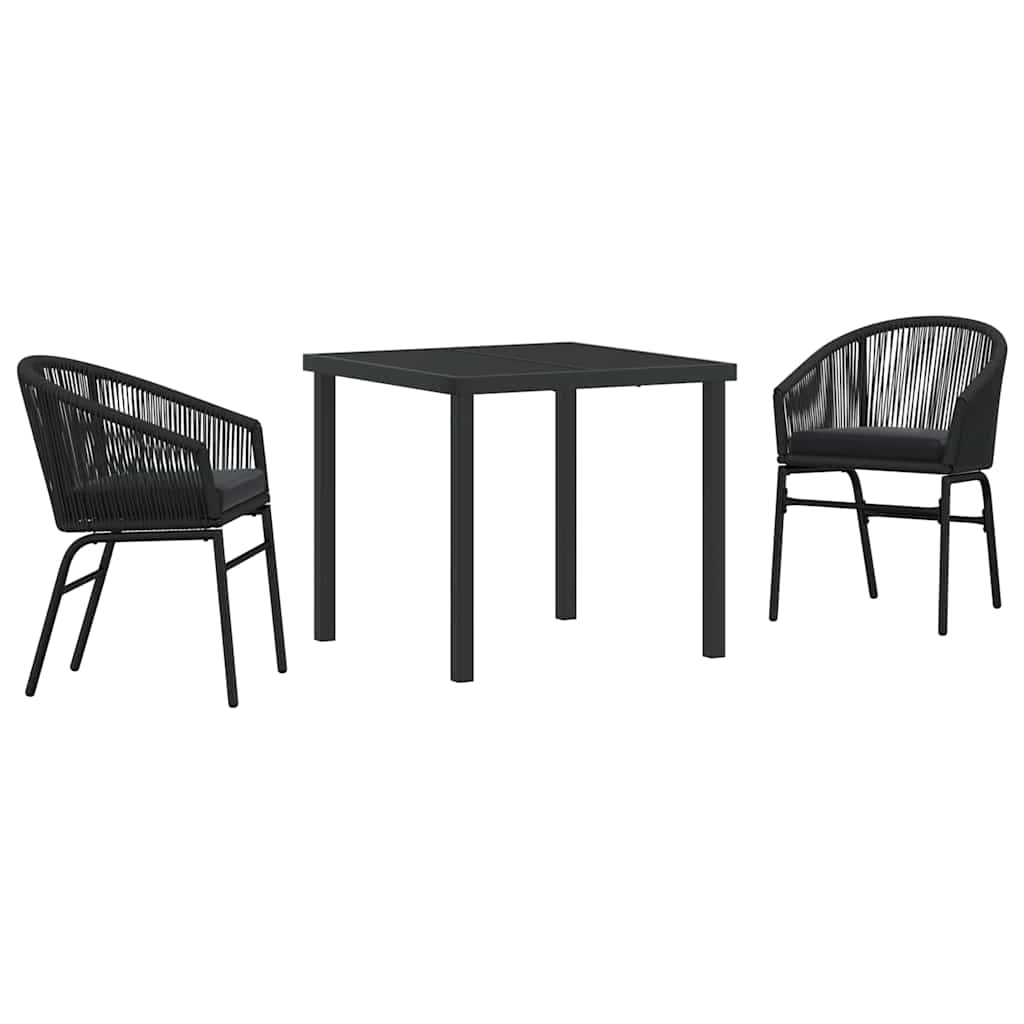 Have Spisebordssæt 3 pcs Sort Pulverlakeret stål