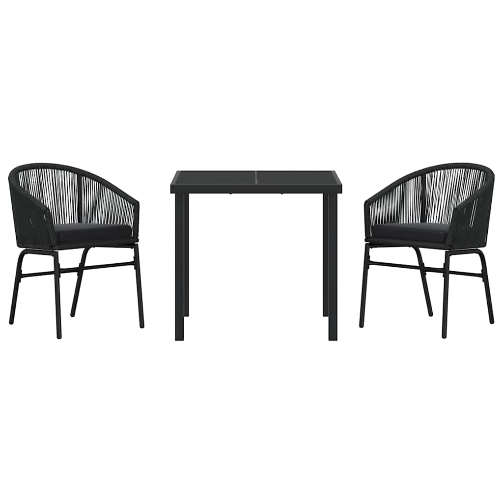 Have Spisebordssæt 3 pcs Sort Pulverlakeret stål