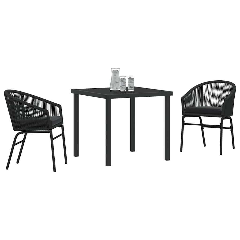 Have Spisebordssæt 3 pcs Sort Pulverlakeret stål