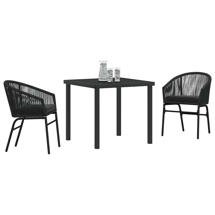 Have Spisebordssæt 3 pcs Sort Pulverlakeret stål