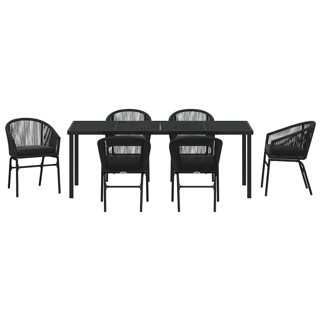 Have Spisebordssæt 7 pcs Sort Pulverlakeret stål