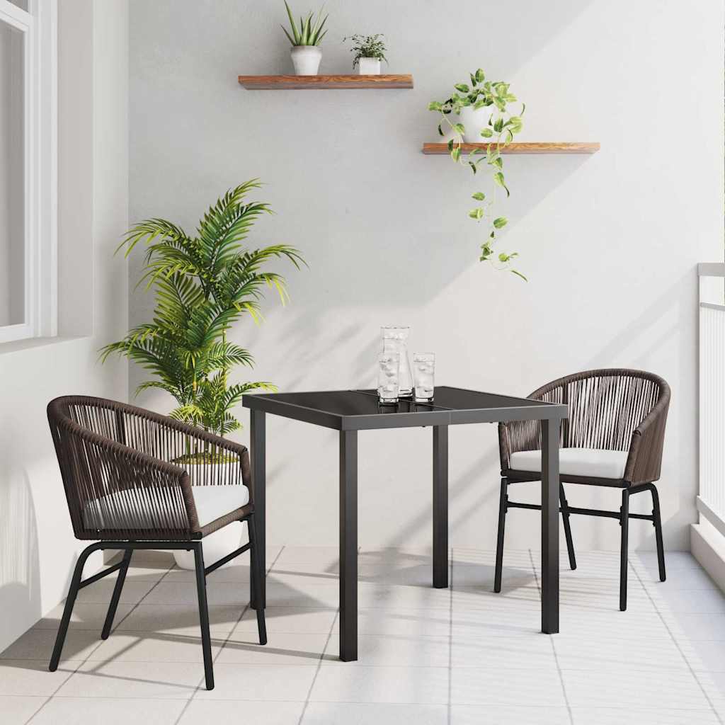 Have Spisebordssæt 3 pcs Brun Pulverlakeret stål