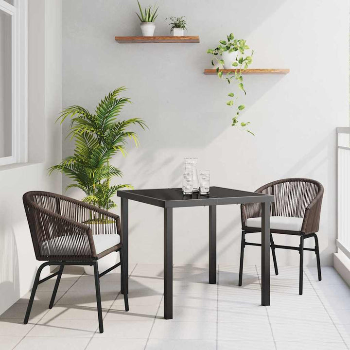 Have Spisebordssæt 3 pcs Brun Pulverlakeret stål