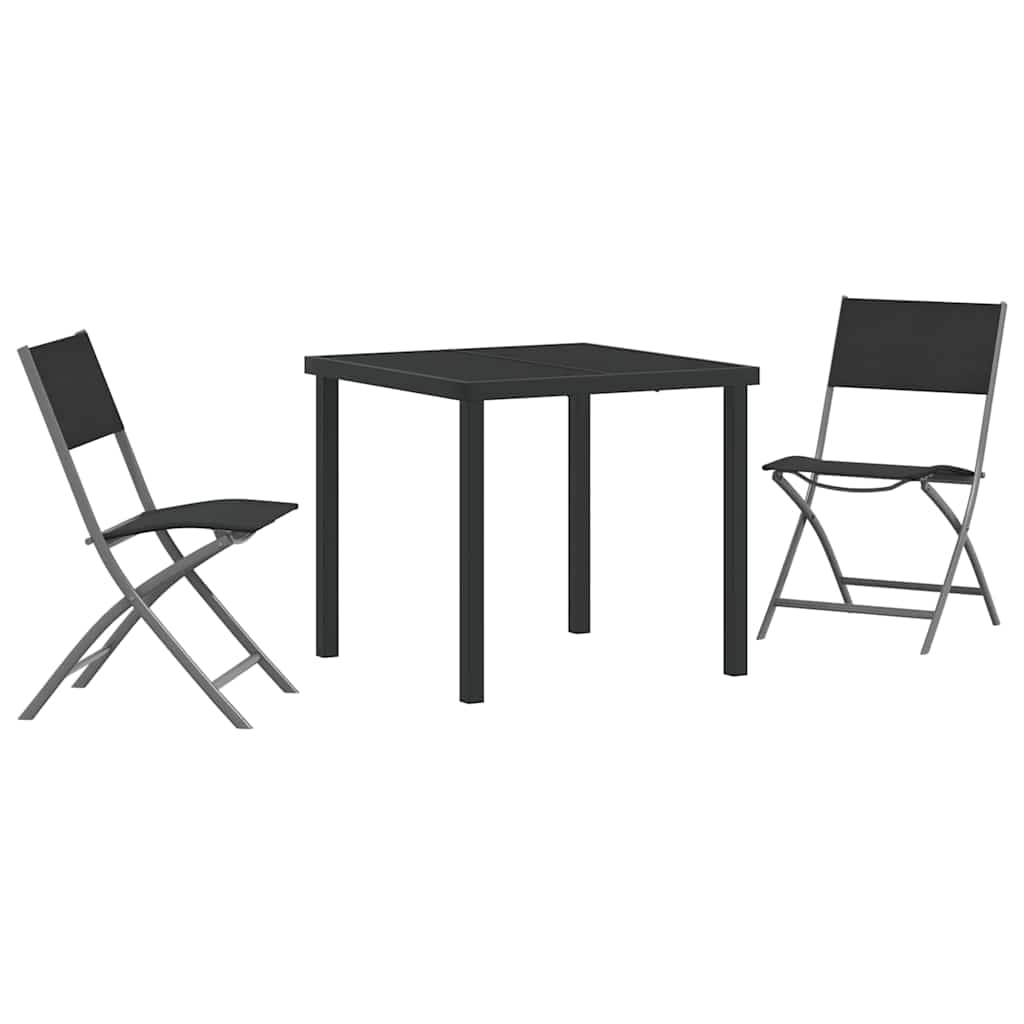 Have Spisebordssæt 3 pcs Sort Pulverlakeret stål