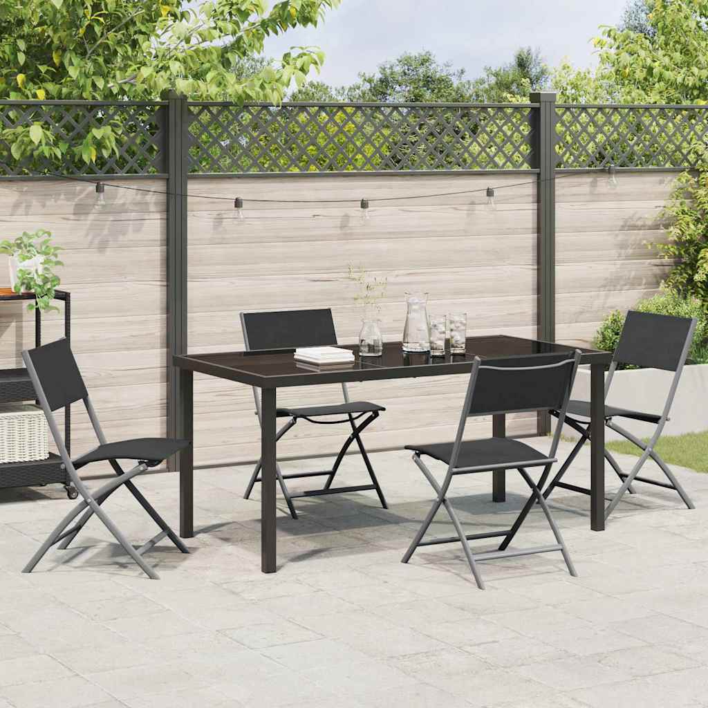 Have Spisebordssæt 5 pcs Sort Pulverlakeret stål
