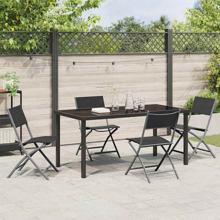 Have Spisebordssæt 5 pcs Sort Pulverlakeret stål