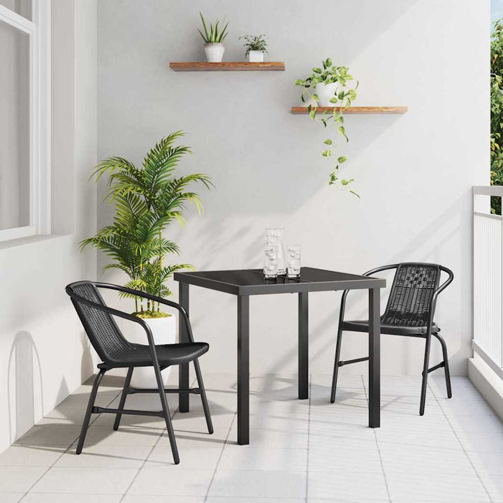 Have Spisebordssæt 3 pcs Sort Pulverlakeret stål