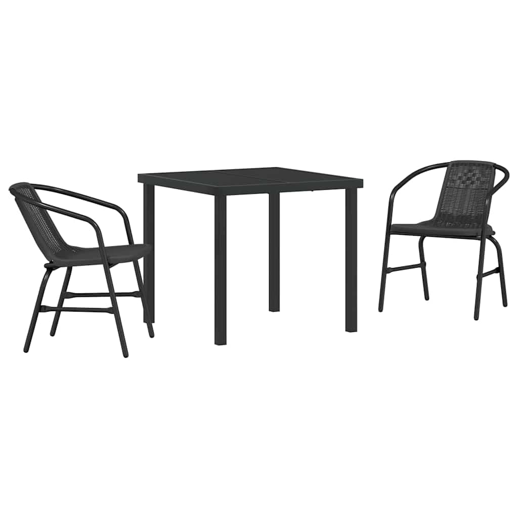 Have Spisebordssæt 3 pcs Sort Pulverlakeret stål