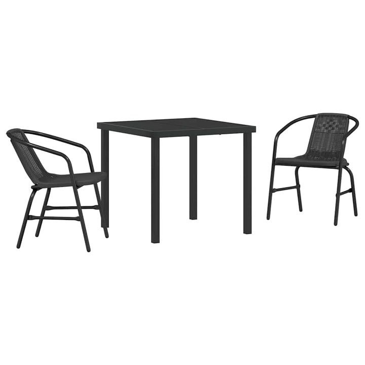 Have Spisebordssæt 3 pcs Sort Pulverlakeret stål