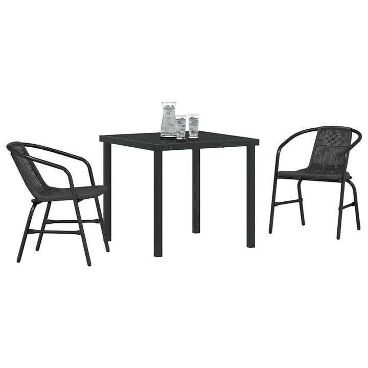 Have Spisebordssæt 3 pcs Sort Pulverlakeret stål