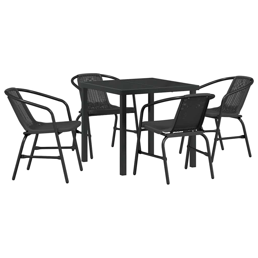 Have Spisebordssæt 5 pcs Sort Pulverlakeret stål