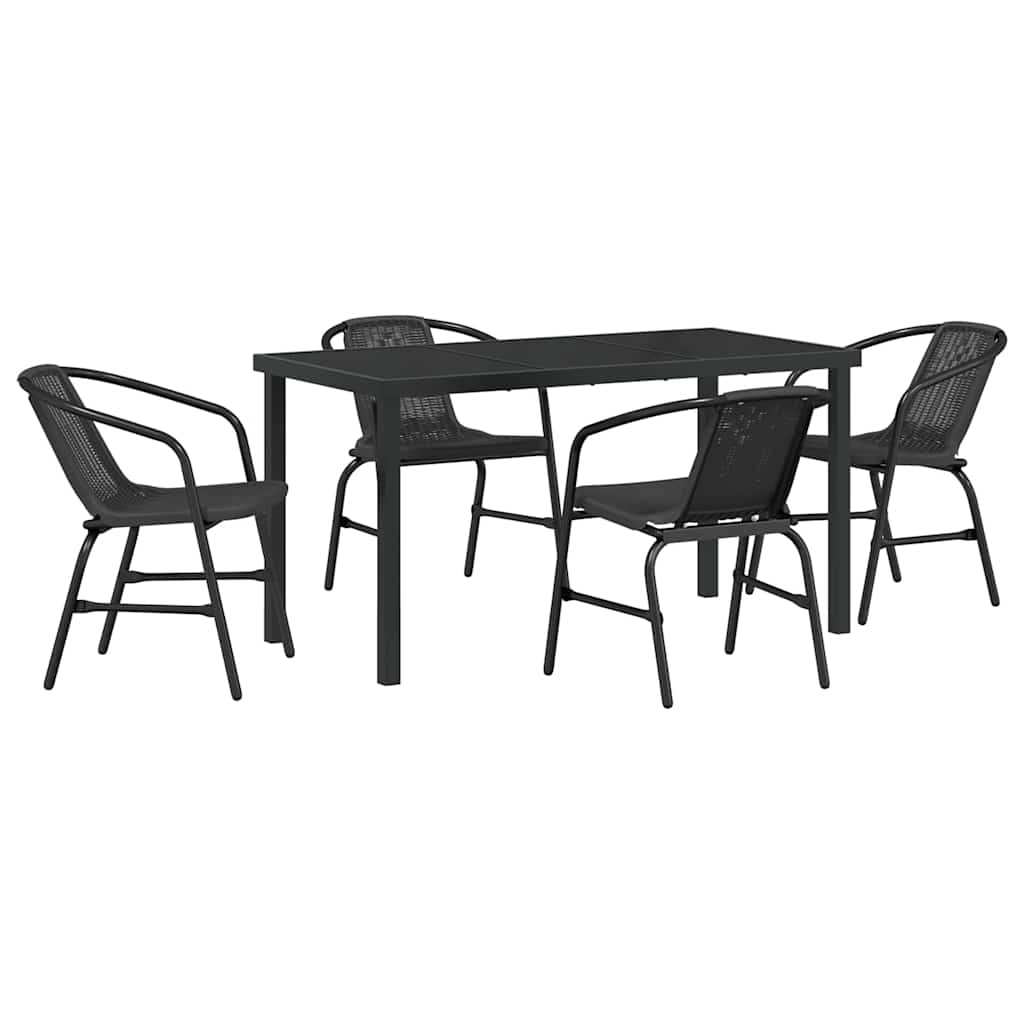 Have Spisebordssæt 5 pcs Sort Pulverlakeret stål