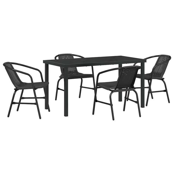 Have Spisebordssæt 5 pcs Sort Pulverlakeret stål