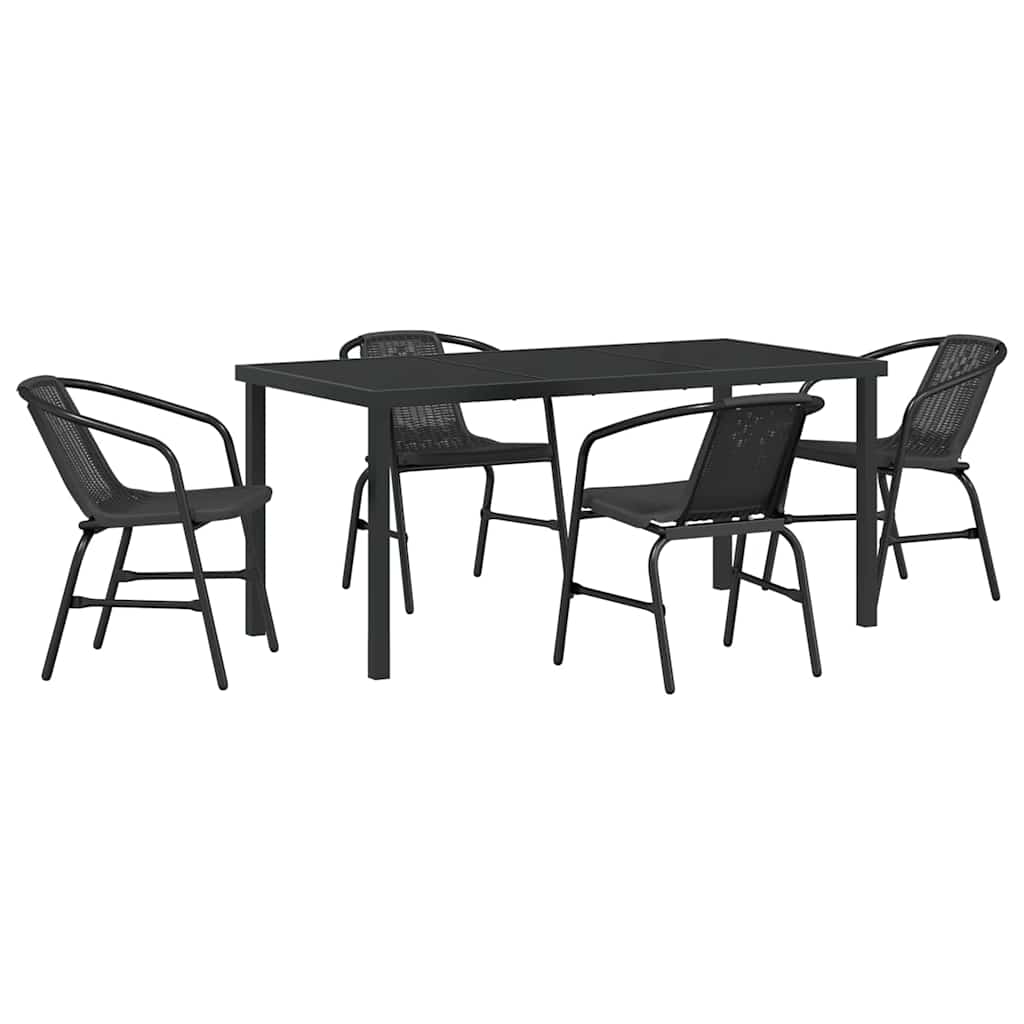Have Spisebordssæt 5 pcs Sort Pulverlakeret stål