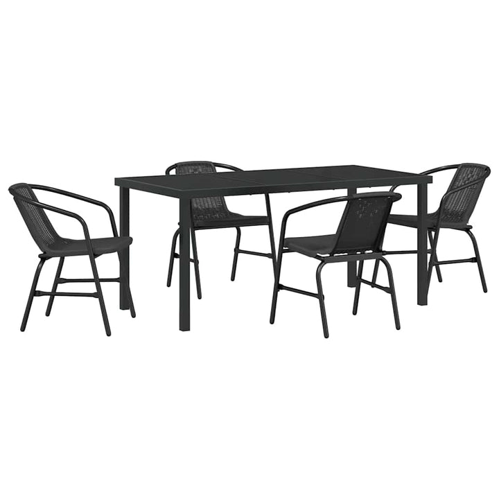 Have Spisebordssæt 5 pcs Sort Pulverlakeret stål