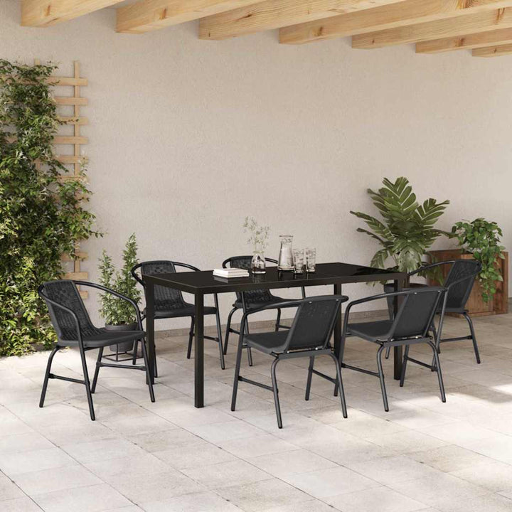 Have Spisebordssæt 7 pcs Sort Pulverlakeret stål