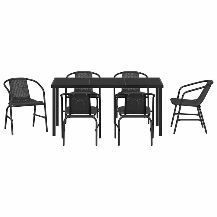 Have Spisebordssæt 7 pcs Sort Pulverlakeret stål