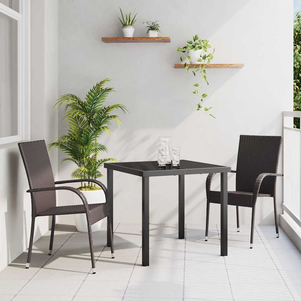 Have Spisebordssæt 3 pcs Brun Pulverlakeret stål