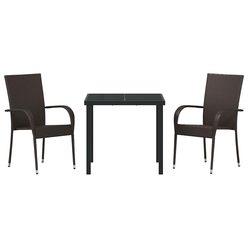 Have Spisebordssæt 3 pcs Brun Pulverlakeret stål