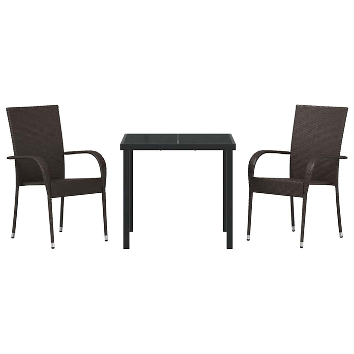 Have Spisebordssæt 3 pcs Brun Pulverlakeret stål