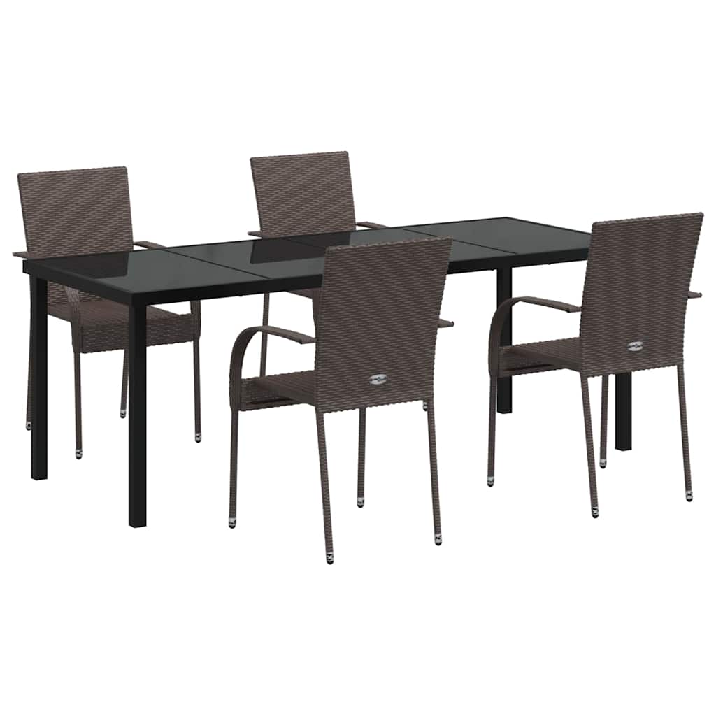 Have Spisebordssæt 5 pcs Brun Pulverlakeret stål