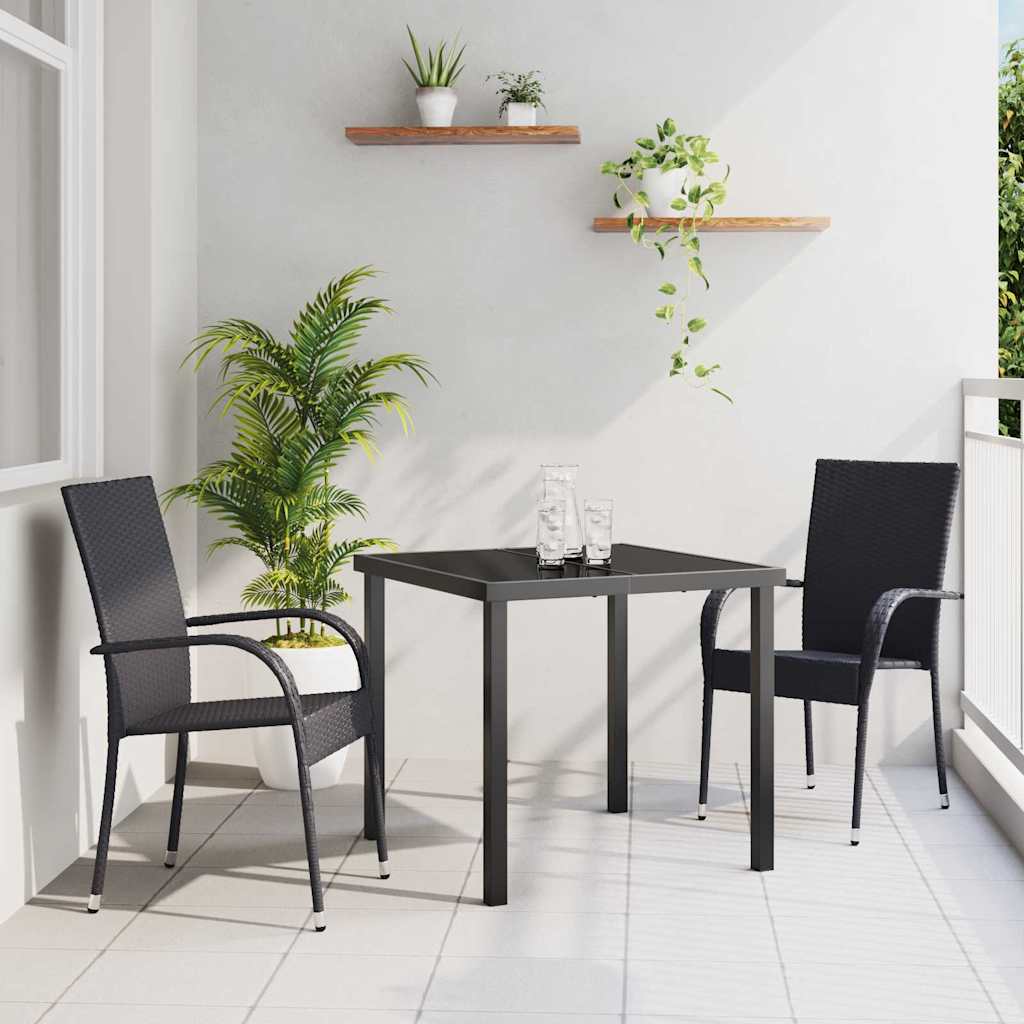 Have Spisebordssæt 3 pcs Sort Pulverlakeret stål