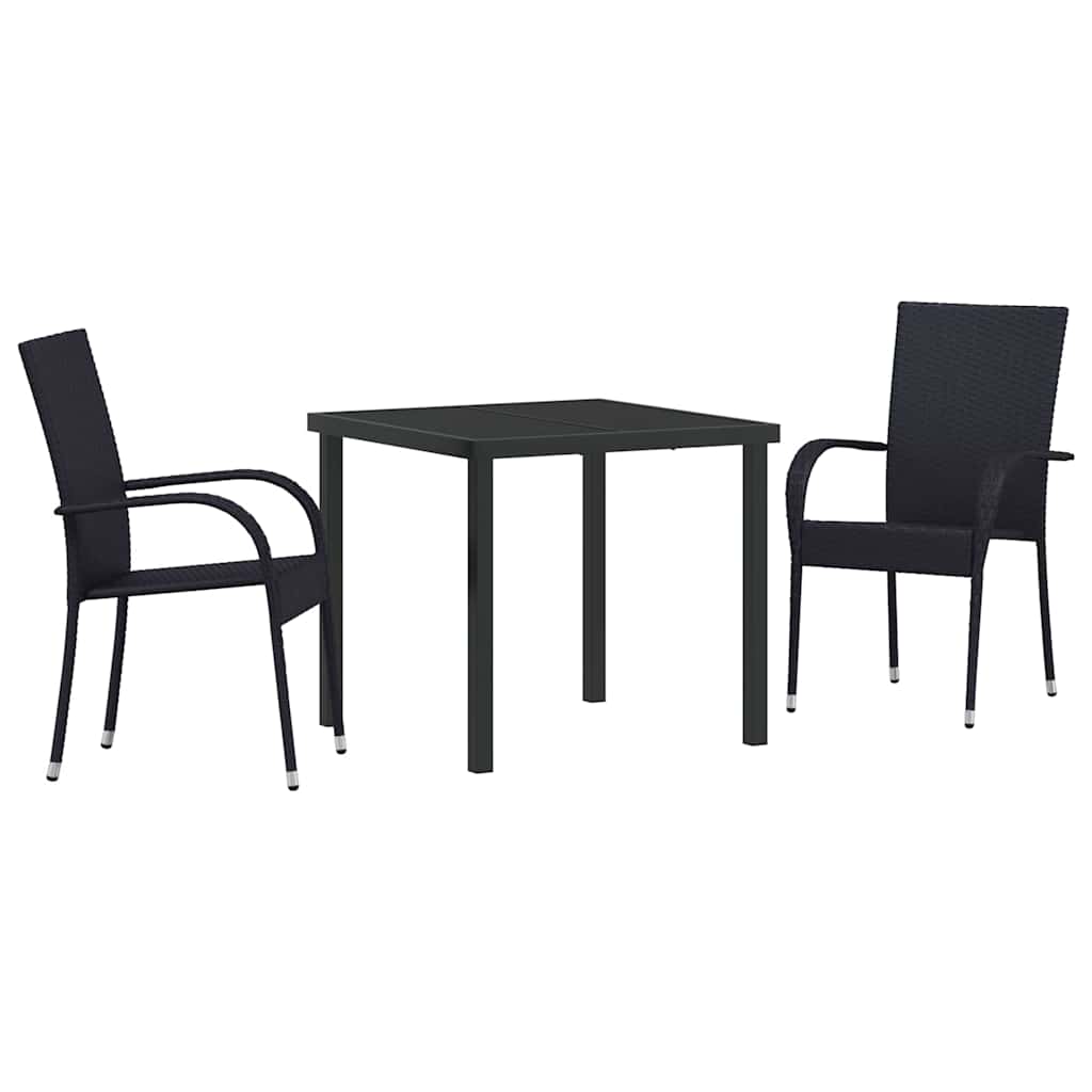Have Spisebordssæt 3 pcs Sort Pulverlakeret stål