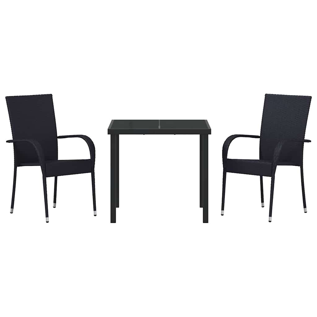 Have Spisebordssæt 3 pcs Sort Pulverlakeret stål