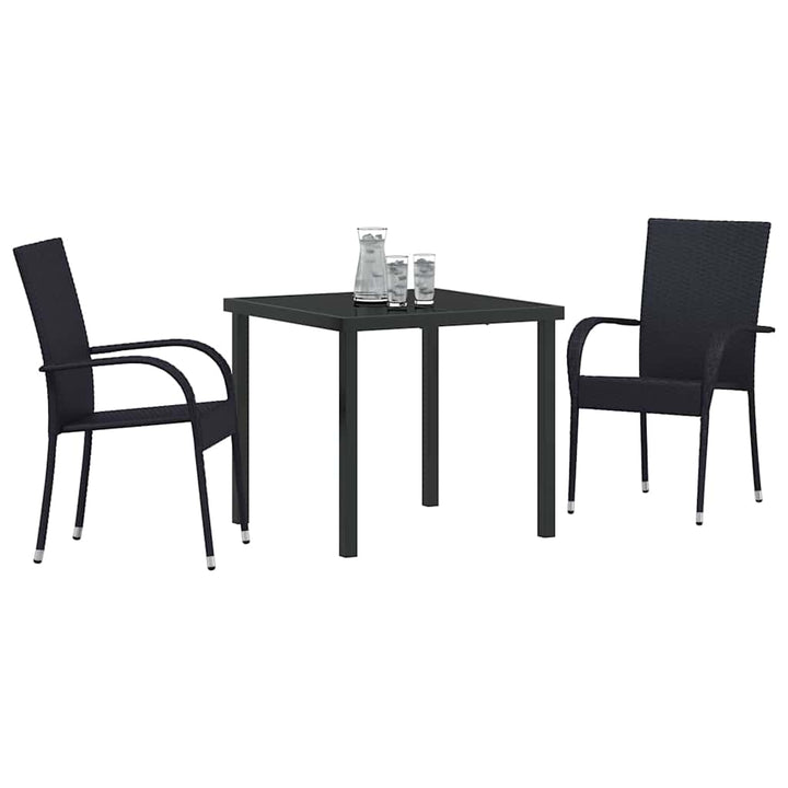 Have Spisebordssæt 3 pcs Sort Pulverlakeret stål
